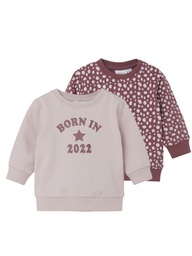 NAME IT BABY - NBF BABETH 2P LS SWEAT - Crushed Berry