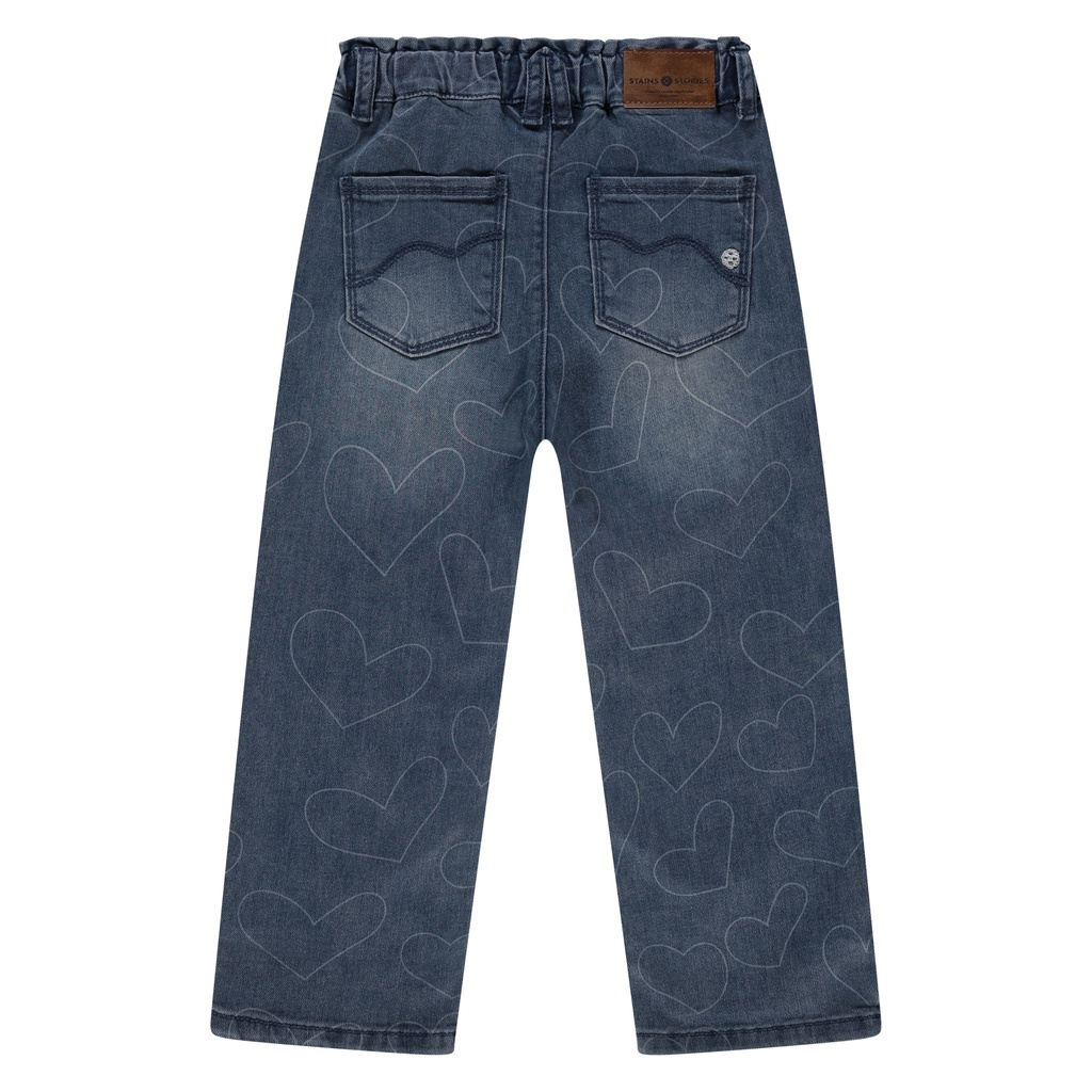 Stains & Stories - girls printed denim wide leg - Jeans Blue - SSA25608290-4002