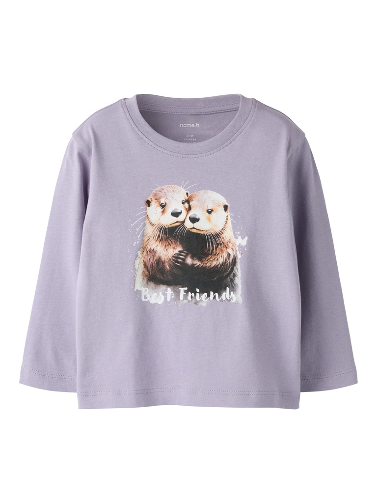 NAME IT MINI - NMF VOTEA LS NREG TOP - Lavender Gray Otter Friends
