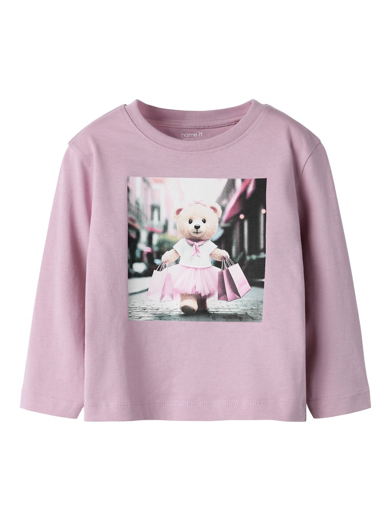 NAME IT MINI - NMF VOTEA LS NREG TOP - Dawn Pink Shopping Bear