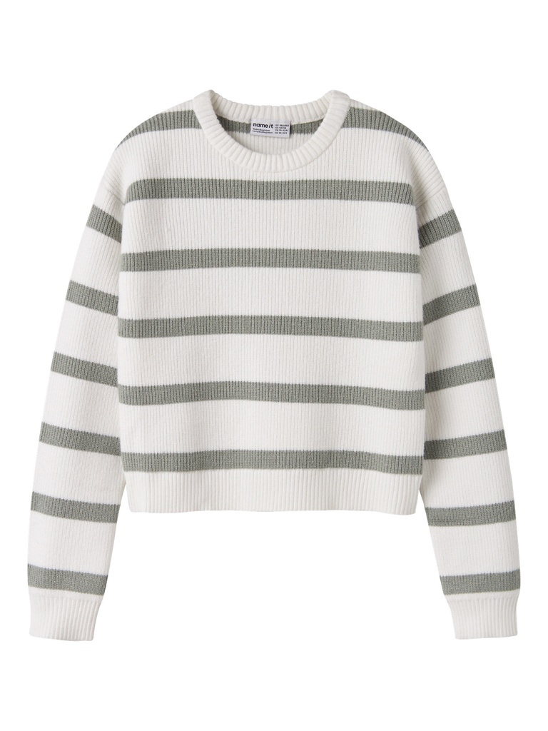 NAME IT KIDS - NKF VNILLA LS SH KNIT - Cloud Dancer W. SHADOW STRIPES