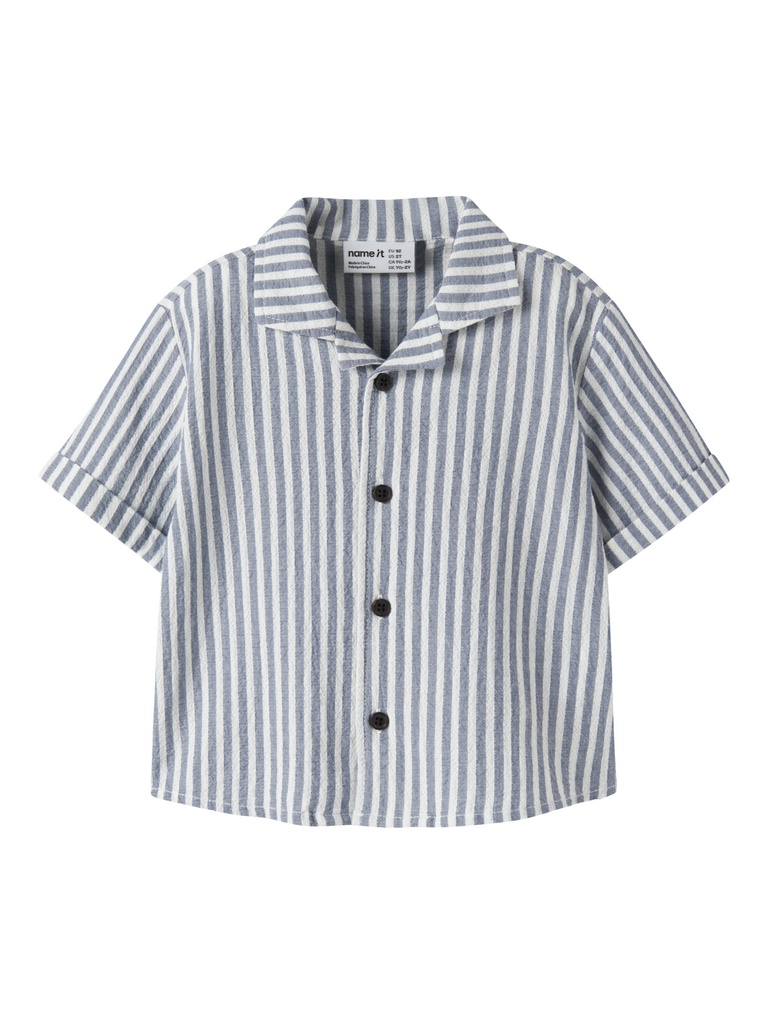 NAME IT MINI - NMM FEDENIS SS SHIRT - Vintage Indigo CLOUD DANCER