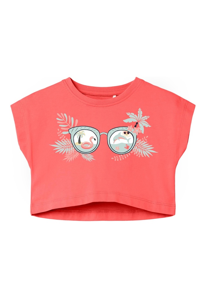 NAME IT MINI - NMF VILMA CAPSL CROP TOP FFF - Georgia Peach