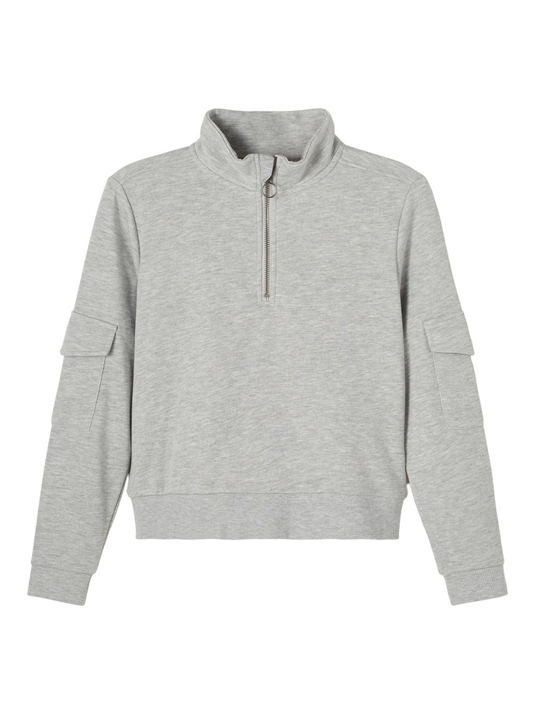 LMTD - NLF DUCI LS HALF ZIP SWEAT - Light Grey Melange