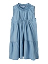 NAME IT MINI - NMF BATAS DNM 1496 S/L DRESS - Light Blue Denim