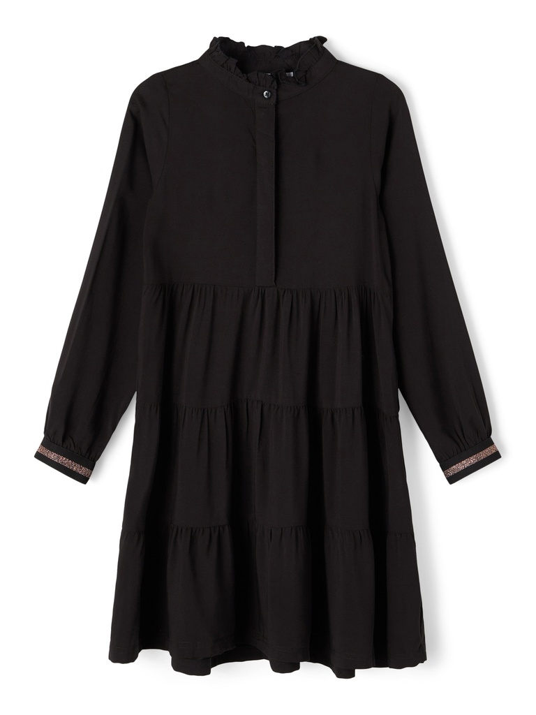 NAME IT KIDS - NKF NAGIRA LS DRESS N NOOS - Black SOLID