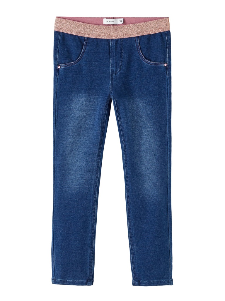 NAME IT MINI - NMF SALLI SLIM SWE JEANS 1190-BO NOOS - Dark Blue Denim GOLD ROSE LUREX