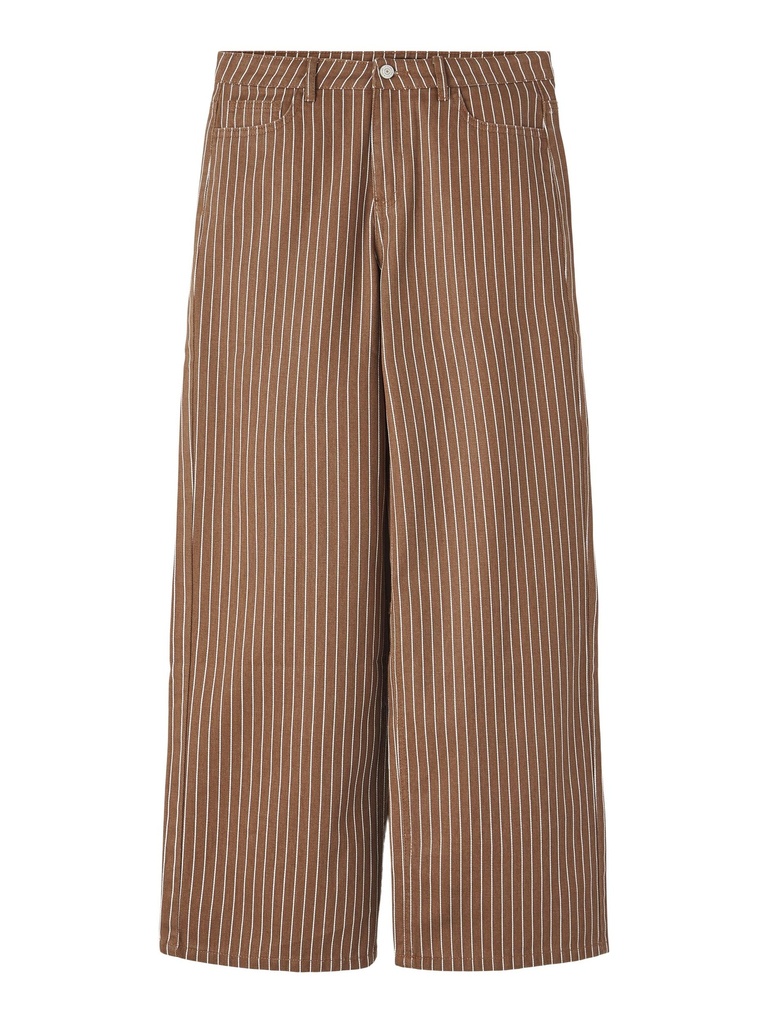 LMTD - NLFCOLIZZASTRIPE TWI HW WIDE PANT - Soft Silt WHITE ALYSSUM STRIPES