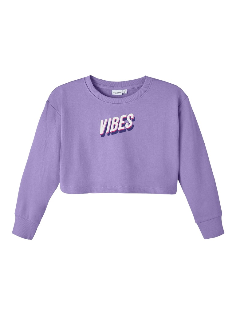 NAME IT KIDS - NKF VANITA LS CROP BOXY SWEAT UNB B - Sand Verbena