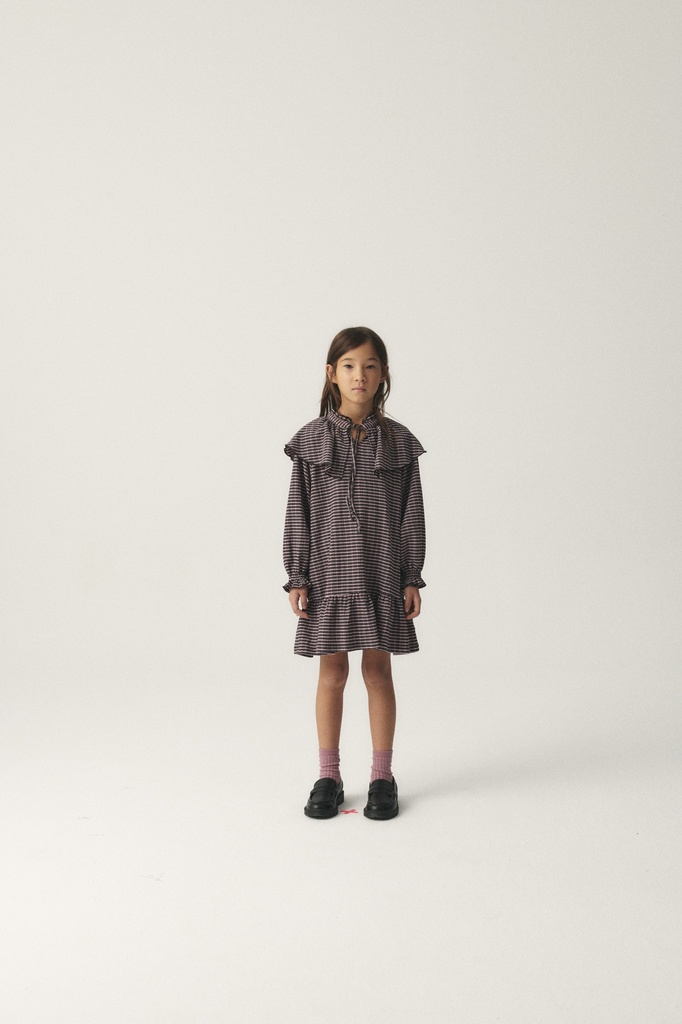 Compania Fantastica - Vestido corto de niña elástico con estampado de cuadros - CHECKS 