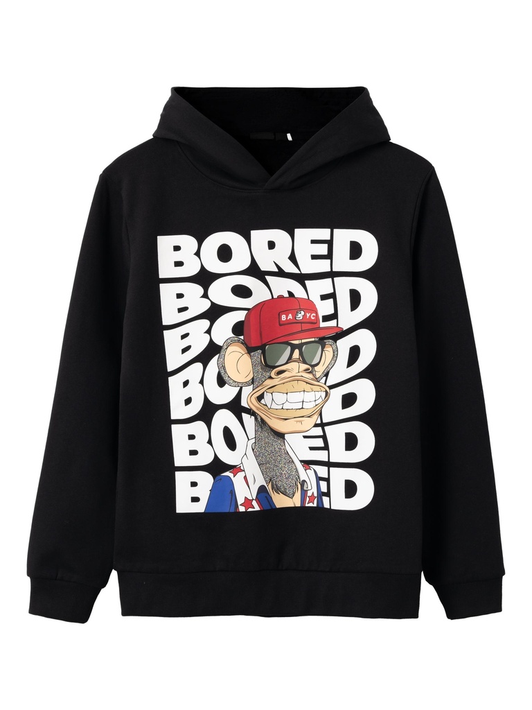 LMTD - NLM ALLA BOREDOFD SWEAT WH BOX BRU SKY - Black