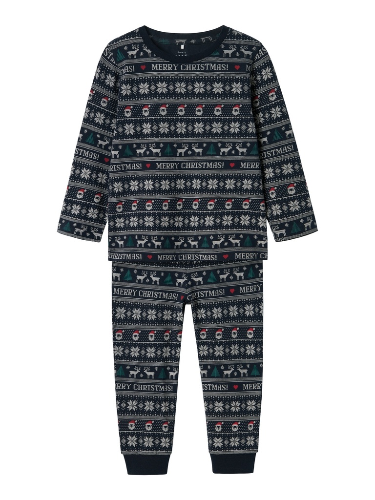 NAME IT MINI - NMN VISMAS LS NIGHTSET - Dark Sapphire Merry Christmas