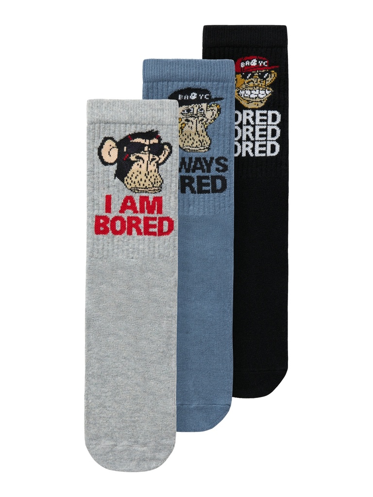 LMTD - NLM ABRIS BOREDOFD 3P SOCK SKY - Black 3P BLACK+FLINT STONE+LIGHT GREY MEL