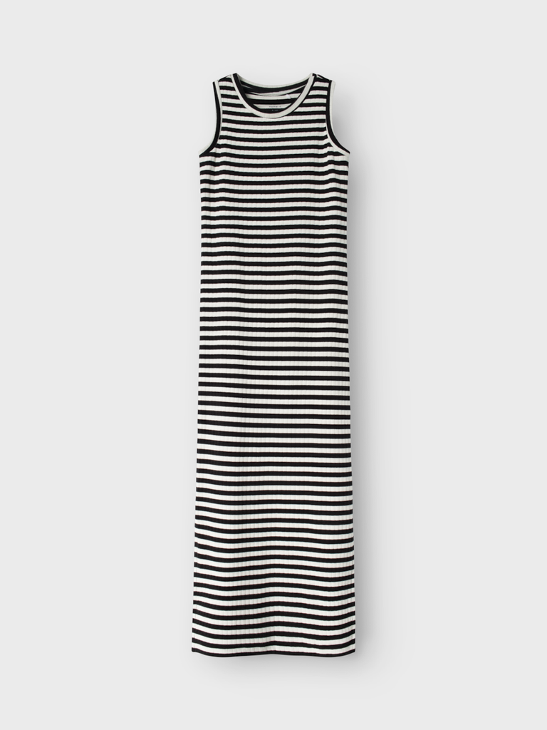 NAME IT KIDS - NKF SURAJA XSL SL MAXI DRESS NOOS - Bright White W. BLACK STRIPES