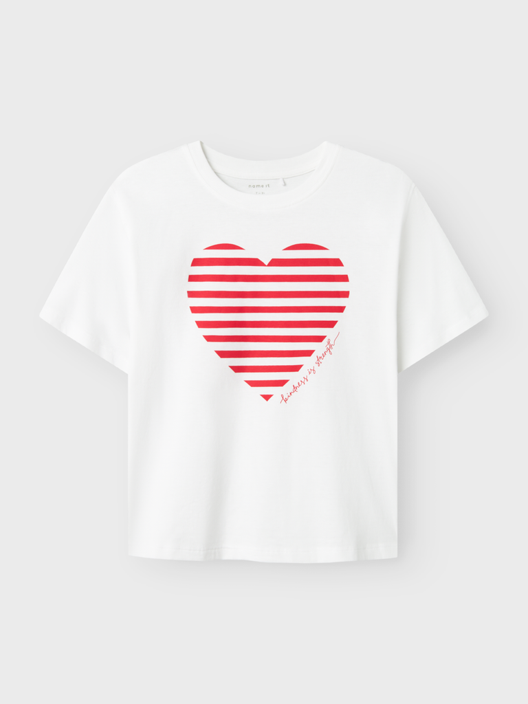 NAME IT KIDS - NKF FESKO SS NREG TOP - Bright White CHINESE RED HEART