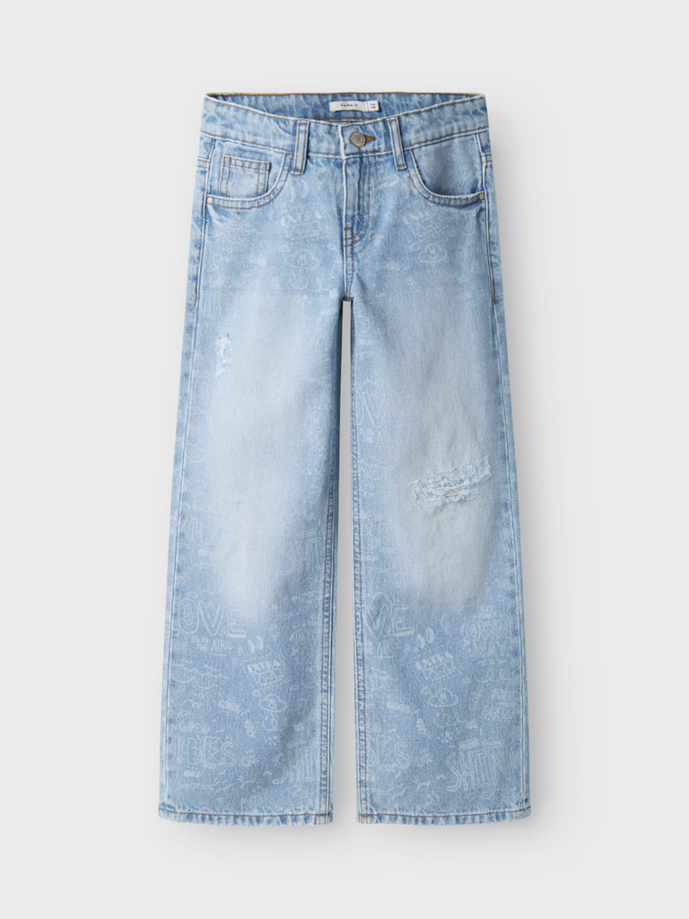 NAME IT KIDS - NKF ROSE WIDE JEANS 4233-AP D - Light Blue Denim