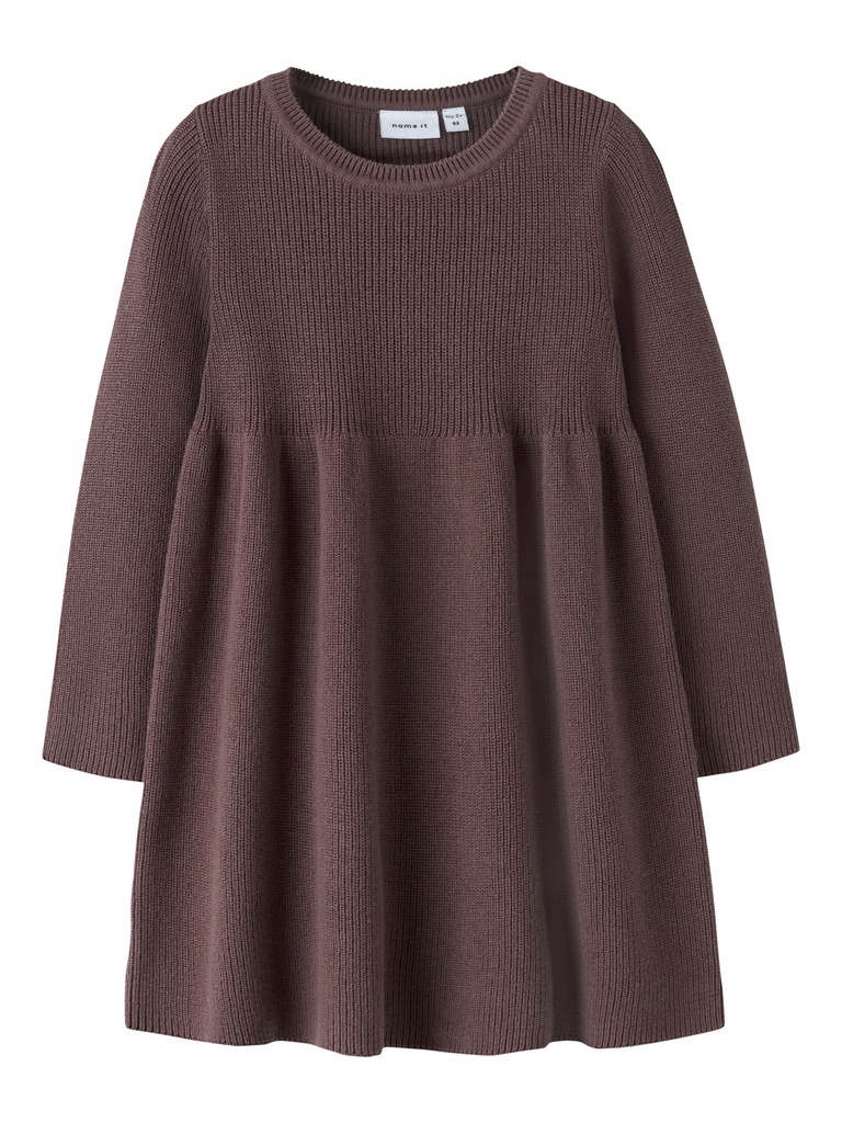 NAME IT MINI - NMF OLIVINE LS KNIT DRESS - Peppercorn