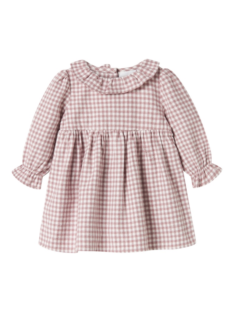 NAME IT BABY - NBF ONINKA LS DRESS - Toadstool CLOUD DANCER