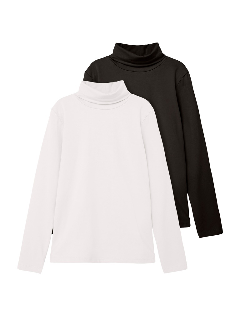 NAME IT KIDS - NKN VIGGO 2P LS SLIM ROLLNECK O NOOS - White Alyssum BLACK