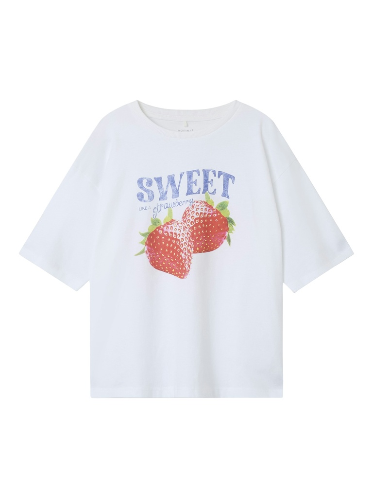 NAME IT KIDS - NKF TAFINA NREG SS TOP - Bright White Strawberry