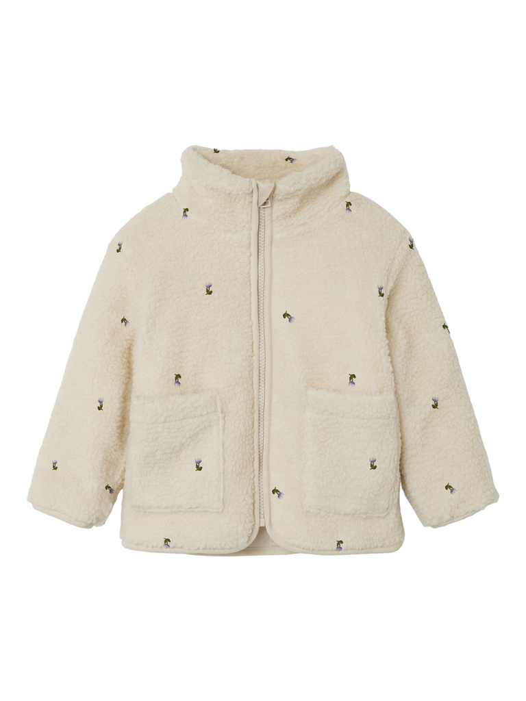 NAME IT MINI - NMN MAGOT TEDDY JACKET - Fog FLOWER