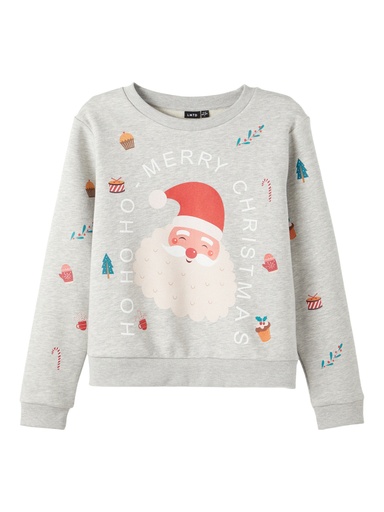 LMTD - NLF OPALHO LS O-NECK SHORT SWEAT - Light Grey Melange