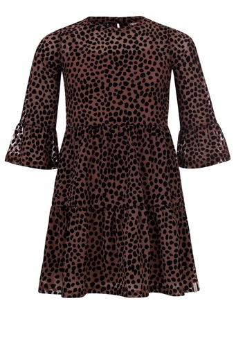 [8719645149457] Looxs - 10Sixteen mesh flock dress - Cacao - 2133-5892-423
