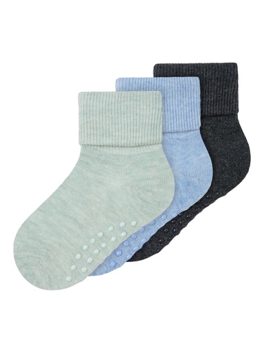 NAME IT MINI - NMN NEEL NON SOCK 3P NOOS - Grey Pinstripe