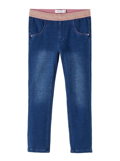 NAME IT MINI - NMF SALLI SLIM SWE JEANS 1190-BO NOOS - Dark Blue Denim GOLD ROSE LUREX