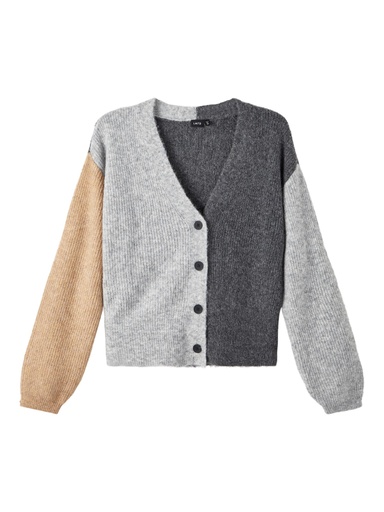 LMTD - NLFRALLEN LS SHORT KNIT CARDIGAN - Black COLORBLOCK