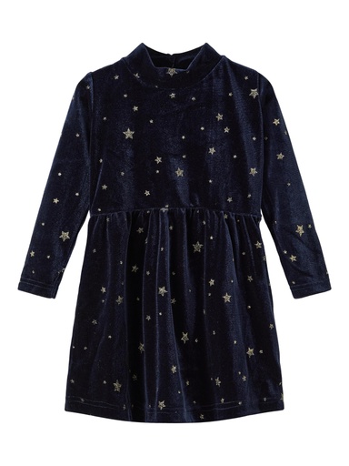 NAME IT MINI - NMF RALVET LS VEL DRESS - Dark Sapphire