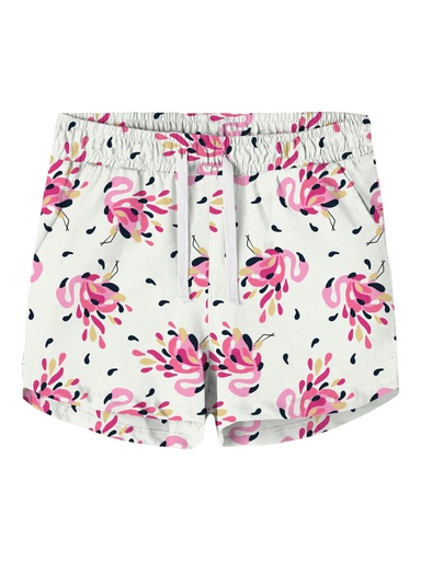 NAME IT KIDS - NKF VIGGA SHORTS F1 NOOS - White Alyssum ABSTRACT FLAMINGO