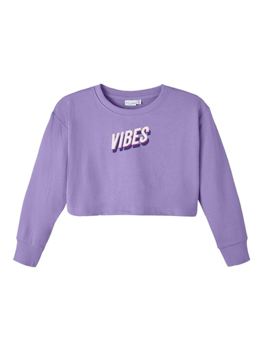 NAME IT KIDS - NKF VANITA LS CROP BOXY SWEAT UNB B - Sand Verbena