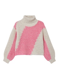 NAME IT KIDS - NKF ONINA LS ROLL NECK KNIT - Pink Cosmos