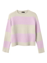LMTD - NLF NARLE LS SHORT KNIT - Turtledove Orchid Bouquet Stripes