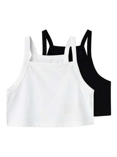 NAME IT KIDS - NKF VILINA 2P CROP TOP - Black Bright White