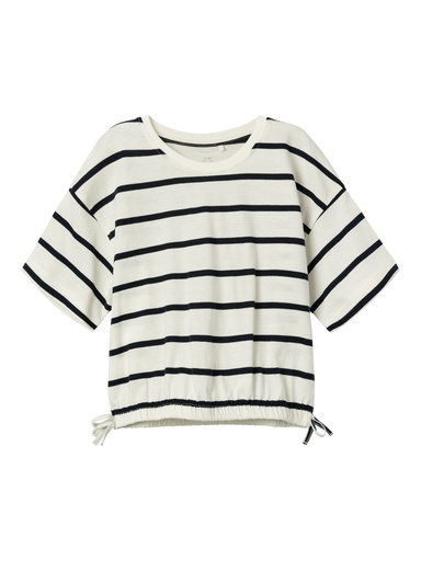 NAME IT KIDS - NKF FUNION SS CROPPED BOXY TOP - Jet Stream DARK SAPPHIRE