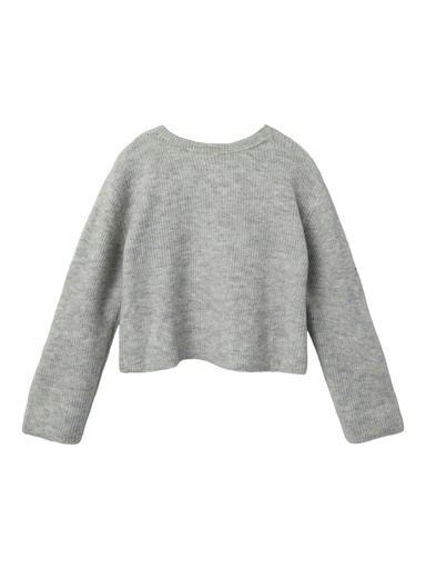 LMTD - NLF BOWBACK LS SHORT KNIT - Light Grey Melange