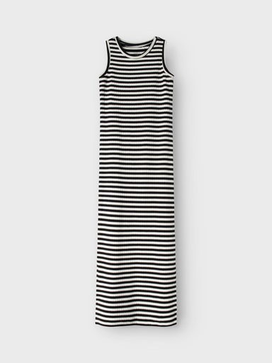 NAME IT KIDS - NKF SURAJA XSL SL MAXI DRESS NOOS - Bright White W. BLACK STRIPES