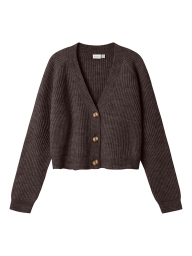 NAME IT KIDS - NKF HOLLY BOXY SHORT KNIT CARD NOOS - Seal Brown