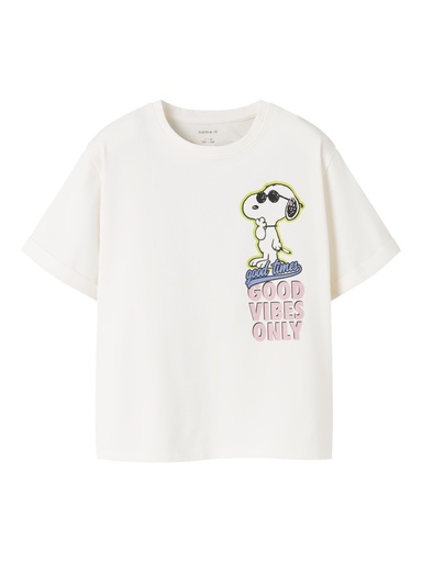 NAME IT KIDS - NKF DYLANA SNOOPY SS NREG TOP BOX SKY - Cloud Dancer
