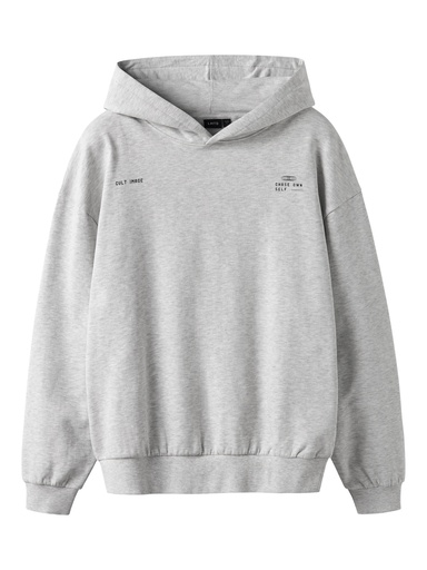 LMTD - NLN BATURE LS LOOSE SWEAT W. HOOD - Light Grey Melange W. Dark sapphire