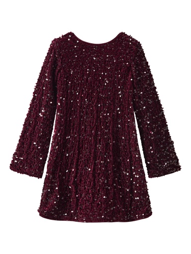 NAME IT KIDS - NKF RUSITTA LS DRESS - Burgundy BLACK BOW