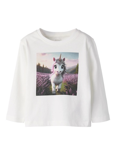NAME IT MINI - NMF VOTEA LS NREG TOP - Cloud Dancer Lavender Unicorn