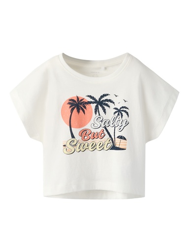 NAME IT KIDS - NKF VILMA CAPSL CROP TOP F1 NOOS - Cloud Dancer SALTY BUT SWEET