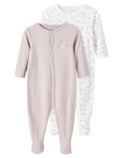 NAME IT BABY - NBF NIGHTSUIT 2P W/F VIOLET RAINBOW NOOS - Violet Ice